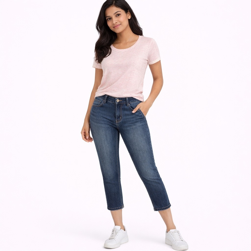 White House Black Market Dark Wash Slim Capri Ankle Zip Jeans Size 00